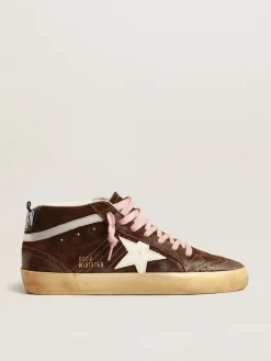 Outlet Mid Star de suede marrom com estrela de couro branco MULHER Mid Star