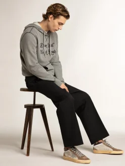 Store Mid Star de tela e suede com estrela de couro prateado Mid Star