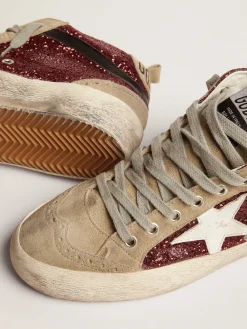 Best Mid Star feminino em glitter bordô com inserções cinza e estrela branca MULHER Mid Star