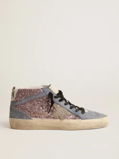 Online Mid Star LTD de glitter lilás com inserções de suede azul MULHER Mid Star