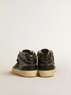 Online Mid Star LTD de glitter preto com estrela e lista de couro preto MULHER Mid Star