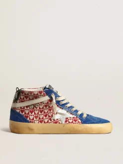 Outlet Mid Star Masculino de lona, estampa de coração e estrela prateada Mid Star