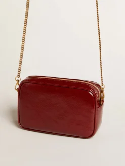 Fashion Mini Star Bag de couro envernizado bordô e estrela tom sobre tom MULHER Minibolsas