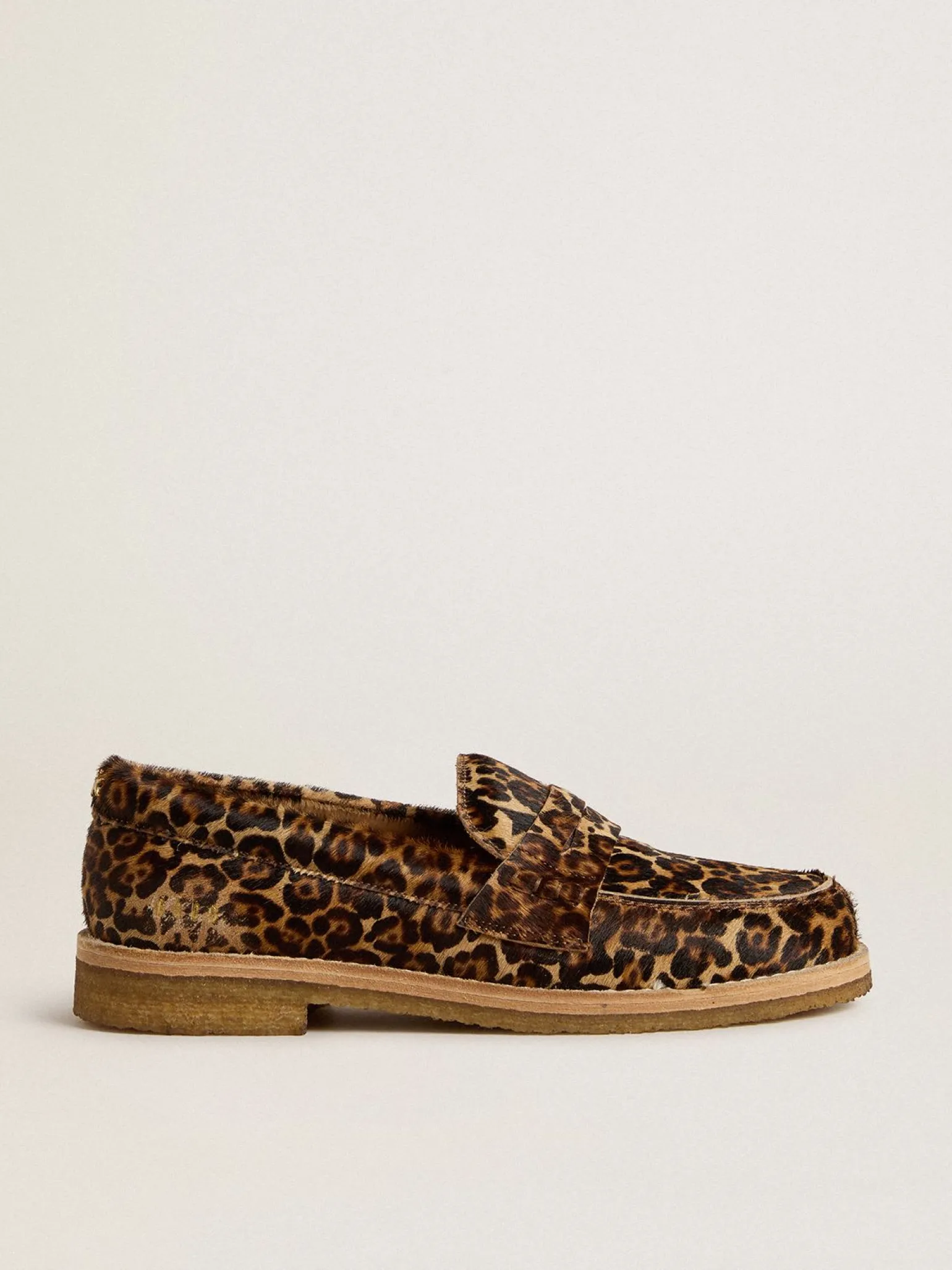 Cheap Mocassim Feminino de couro cavalinho com estampa de leopardo MULHER Sapatos