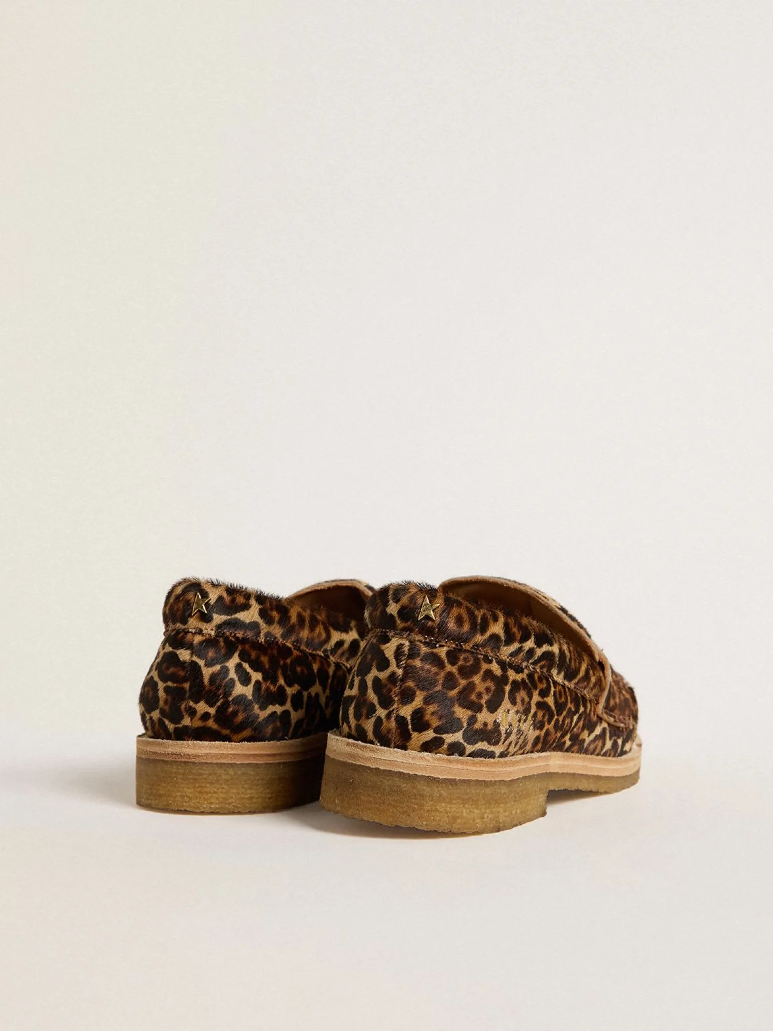 Cheap Mocassim Feminino de couro cavalinho com estampa de leopardo MULHER Sapatos