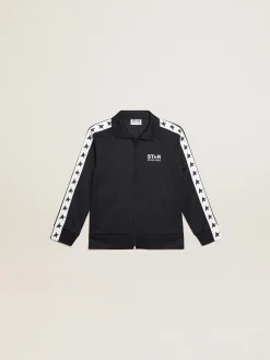 Cheap Moletom azul-escuro com zíper e fita branca e estrelas em contraste Roupas de cima (4-12 years)