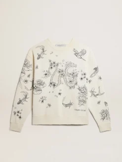Fashion Moletom CNY cor branco usado MULHER Moletons|Moletons