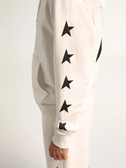 Best Sale Moletom com capuz Alighiero Coleção Star branco vintage com estrelas pretas em contraste Moletons