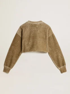 Clearance Moletom cropped de algodão cor de faia efeito vintage MULHER Moletons
