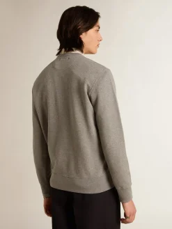 Flash Sale Moletom de algodão cinza mescla com escrita bordada Moletons