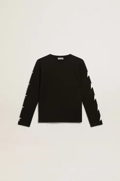 Fashion Moletom infantil masculino preto com estrelas brancas em contraste Roupas de cima (4-12 years)