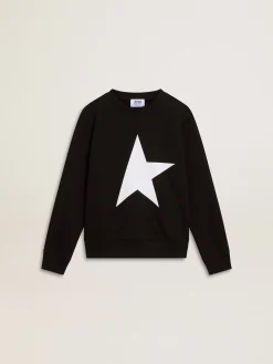 Store Moletom infantil masculino preto com maxi estrela branca na frente Roupas de cima (4-12 years)|Roupas de cima (4-12 years)