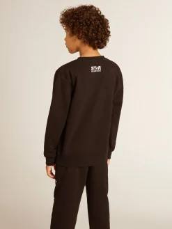 Store Moletom infantil masculino preto com maxi estrela branca na frente Roupas de cima (4-12 years)|Roupas de cima (4-12 years)