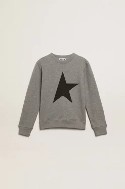 New Moletom infantil masculino cinza com maxiestrela preta na frente Roupas de cima (4-12 years)