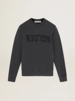 Clearance Moletom masculino cinza com logo e tratamento desgastado Moletons