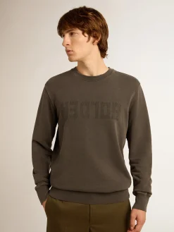 Clearance Moletom masculino cinza com logo e tratamento desgastado Moletons