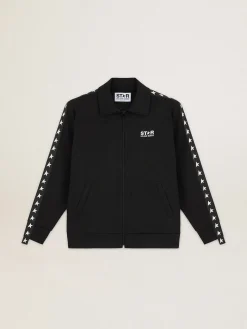 Best Moletom masculino preto com zíper com estrelas brancas Moletons