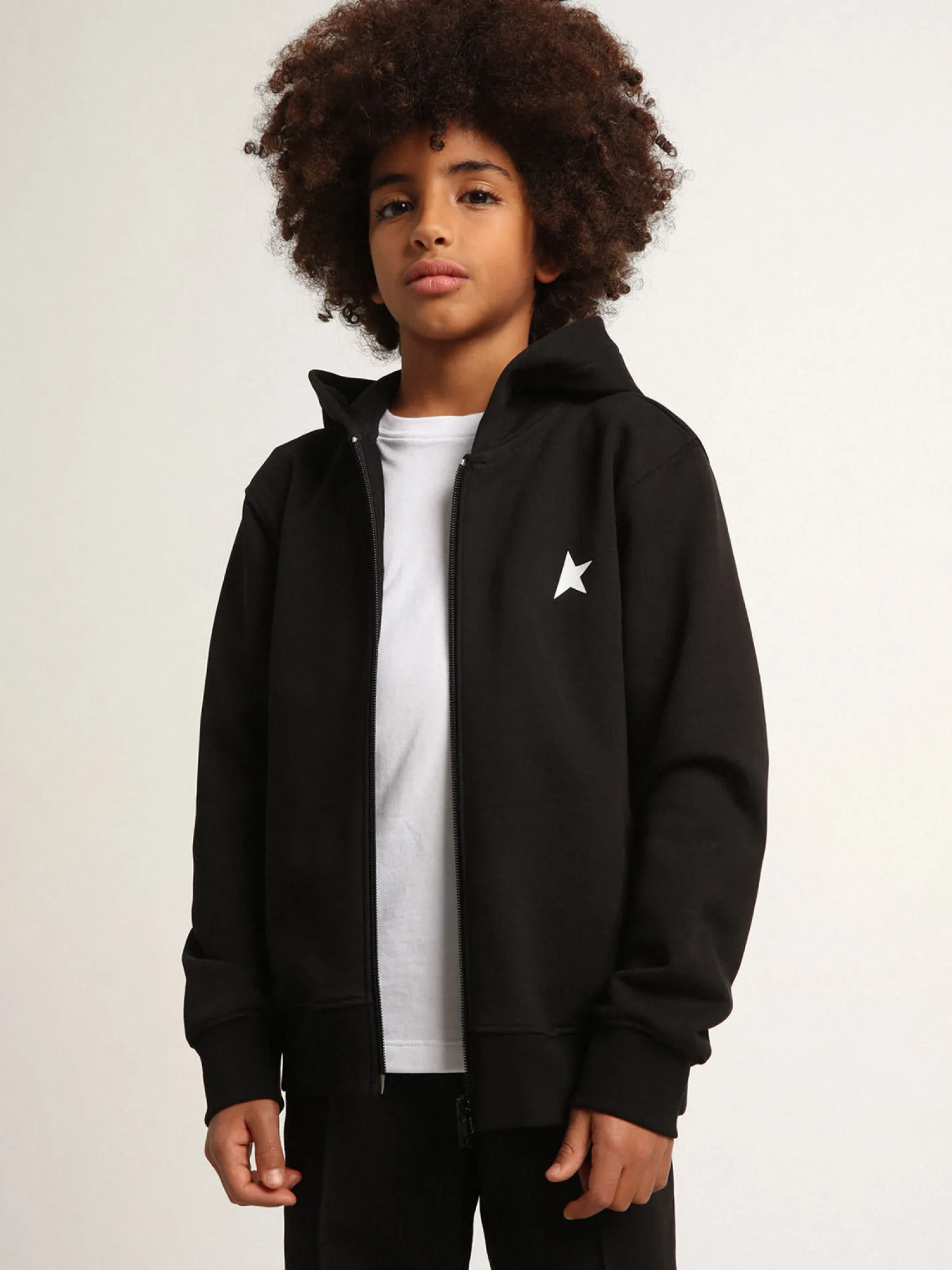 Best Moletom preto com capuz e estrela e logo brancos em contraste Roupas de cima (4-12 years)|Roupas de cima (4-12 years)