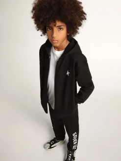 Best Moletom preto com capuz e estrela e logo brancos em contraste Roupas de cima (4-12 years)|Roupas de cima (4-12 years)