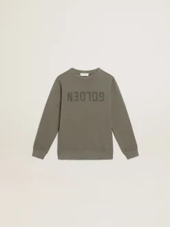 Clearance Moletom verde-oliva com tratamento desgastado com a inscrição Golden Roupas de cima (4-12 years)