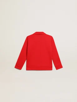 Discount Moletom vermelho com zíper, listras brancas e estrelas vermelhas Roupas de cima (4-12 years)|Roupas de cima (4-12 years)