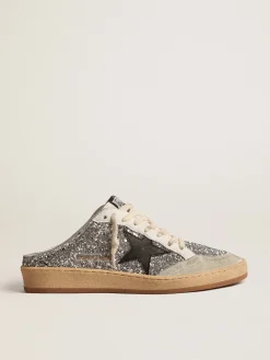 Discount Mule Ball Star de glitter prateado com estrela de couro preto MULHER Ball Star