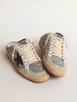 Discount Mule Ball Star de glitter prateado com estrela de couro preto MULHER Ball Star