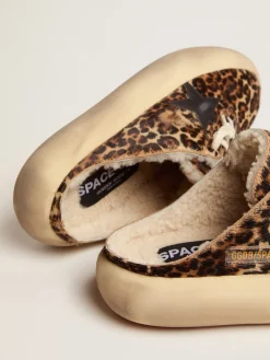 Cheap Mule Space-Star feminino de cavalinho animal print e forro de shearling MULHER Space-Star