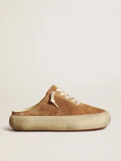 Clearance Mule Space-Star feminino de suede cor tabaco com estrela perfurada MULHER Space-Star