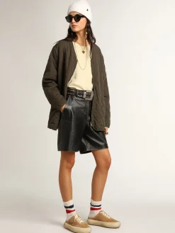Clearance Mule Space-Star feminino de suede cor tabaco com estrela perfurada MULHER Space-Star