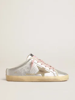 Best Sale Mule Super-Star de couro metálico prateado com estrela de suede MULHER Super-Star Sabot