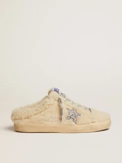 Flash Sale Mule Super-Star feminino de shearling branco e estrela de glitter MULHER Super-Star Sabot