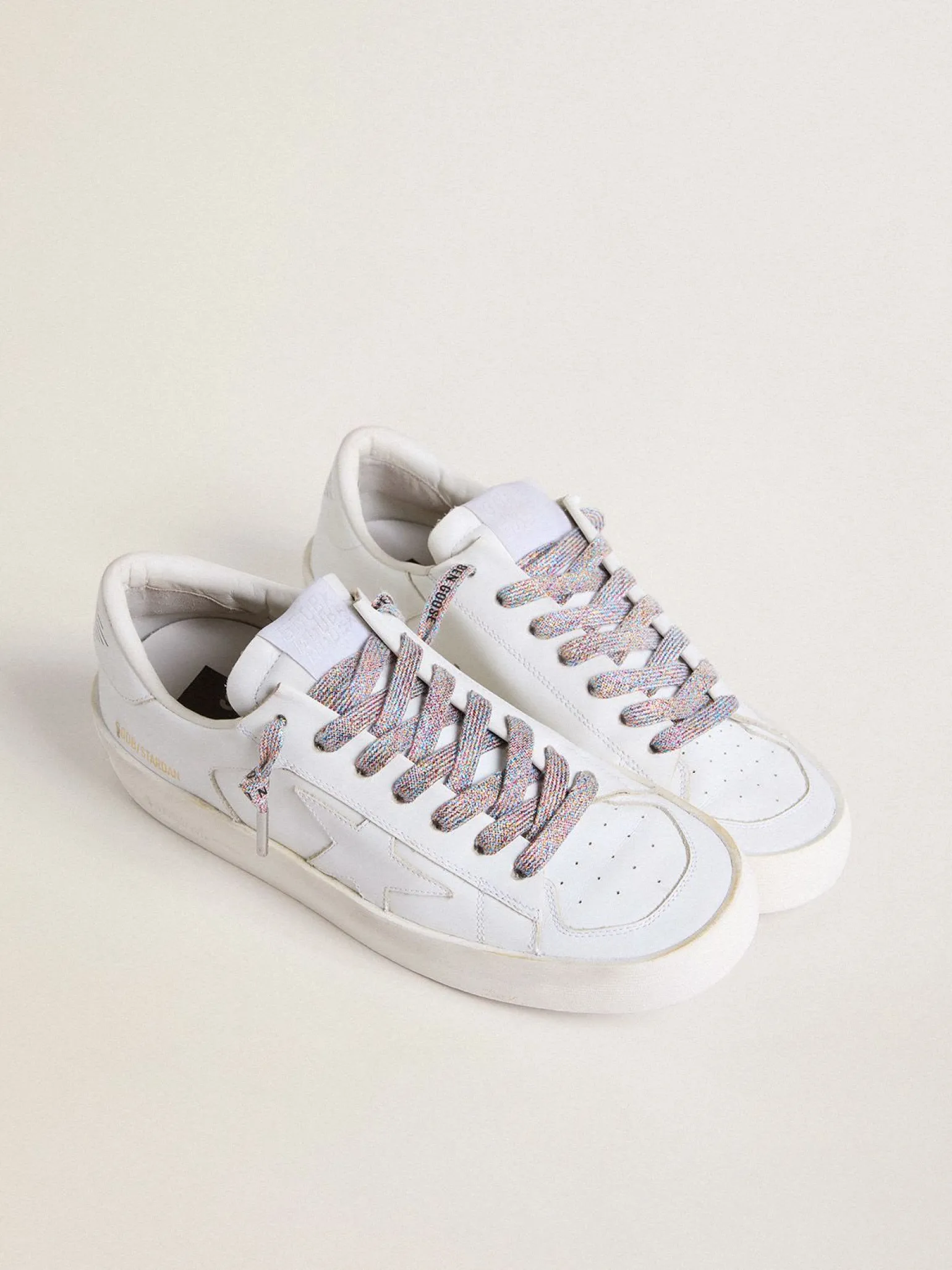 Store Lurex laces with contrasting black logo MULHER Cadarços|Cadarços