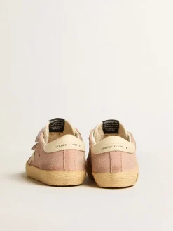 Outlet Old School Junior de suede rosa com estrela e talão de couro creme Meninas pequenas (1-3 anos)