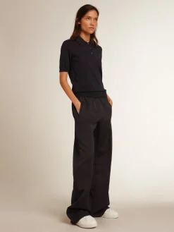 Best Sale Polo feminina de lã merino azul-marinho MULHER Camisetas