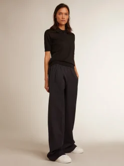 Cheap Polo feminina de lã merino preta MULHER Camisetas