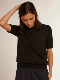 Cheap Polo feminina de lã merino preta MULHER Camisetas