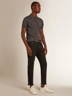 Best Polo masculina de manga curta de lã merino cinza Camisetas