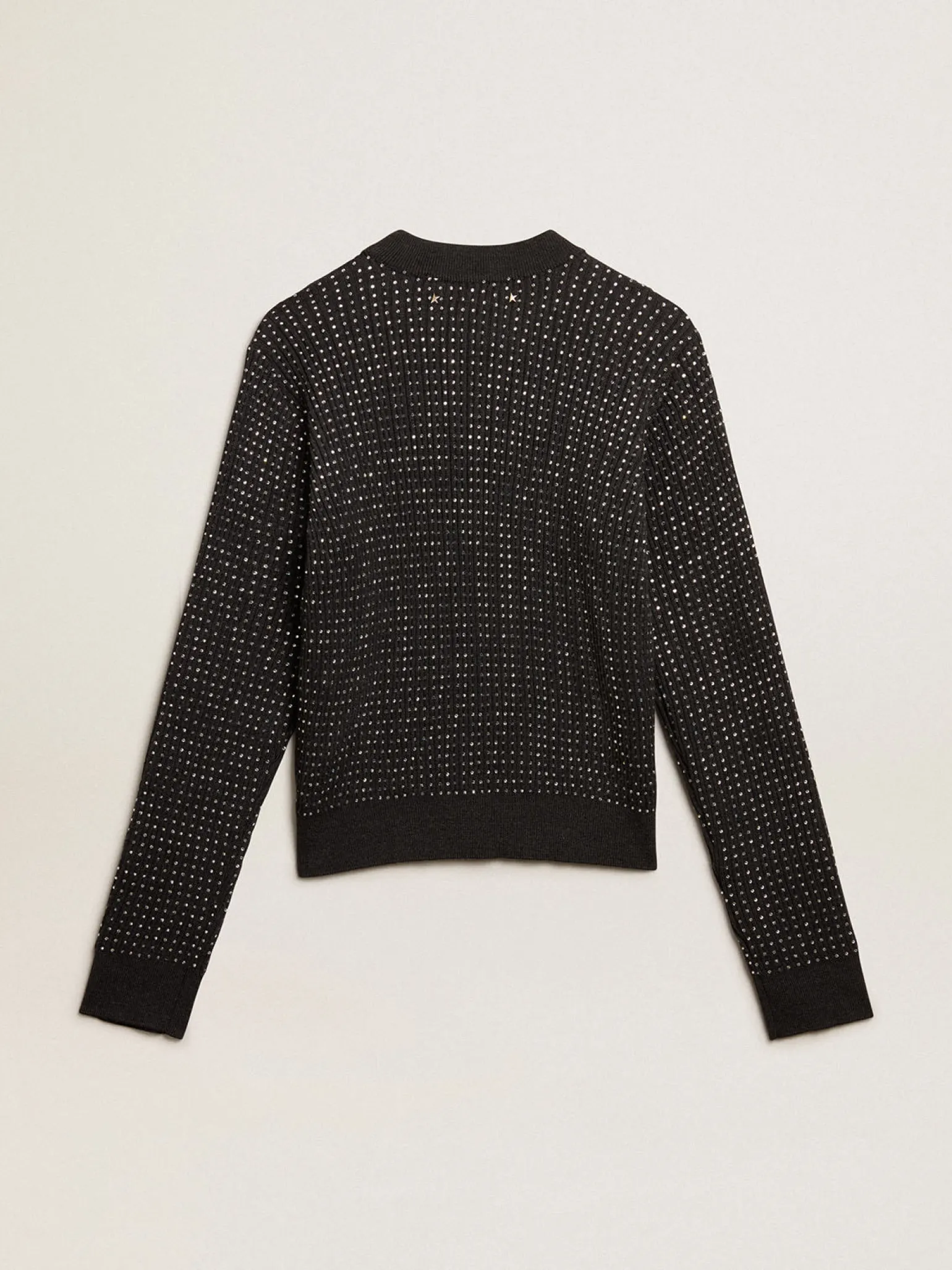 Clearance Pulôver de gola redonda de lã merino com cristais all-over MULHER Malhas