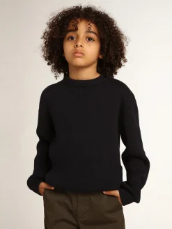 Shop Pulôver de gola redonda de algodão azul-escuro Roupas de cima (4-12 years)|Roupas de cima (4-12 years)