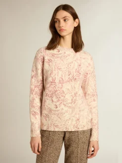 Cheap Pulôver de gola redonda feminino de lã com estampa toile de jouy all over MULHER Malhas