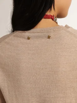 Outlet Pulôver feminino de lã merino marrom-claro MULHER Malhas
