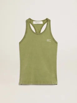 Cheap Regata cor de pesto com escrita branca na frente MULHER Camisetas