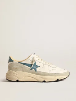 Online Running Sole de napa com estrela de couro azul e inserção de suede Running Sole