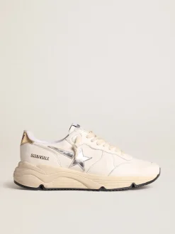 Best Running Sole de napa com estrela prateada e talão de couro dourado MULHER Running Sole