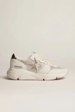 Shop Running Sole de napa e tela com estrela e talão de couro platinado MULHER Running Sole