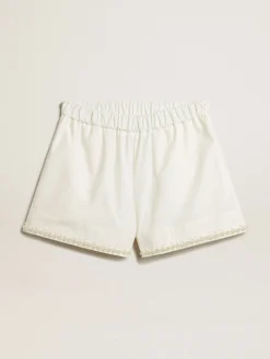 Best Short de algodão com bordado de pérolas MULHER Beachwear|Saias e Shorts