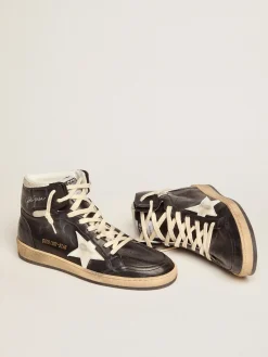 Clearance Sky-Star feminino de napa preta com estrela branca MULHER Sky-Star