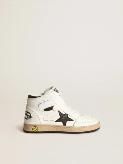 Store Sky-Star Junior de napa branca com estrela de couro preto Meninas pequenas (1-3 anos)|Meninos pequenos (1-3 anos)
