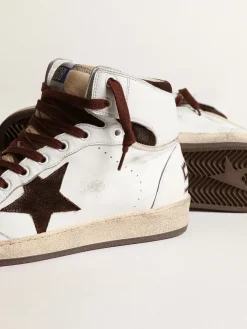 Sale Sky-Star Masculino de napa branca com estrela de suede chocolate Sky-Star